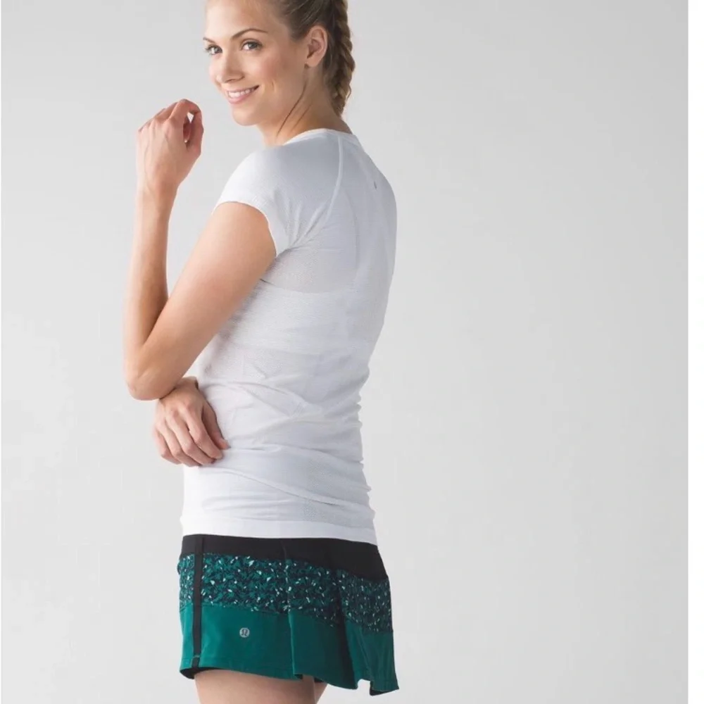 Lululemon Pace Rival Skirt II 4-way Mountain Peaks Black Forage Teal Skort 8 Reg